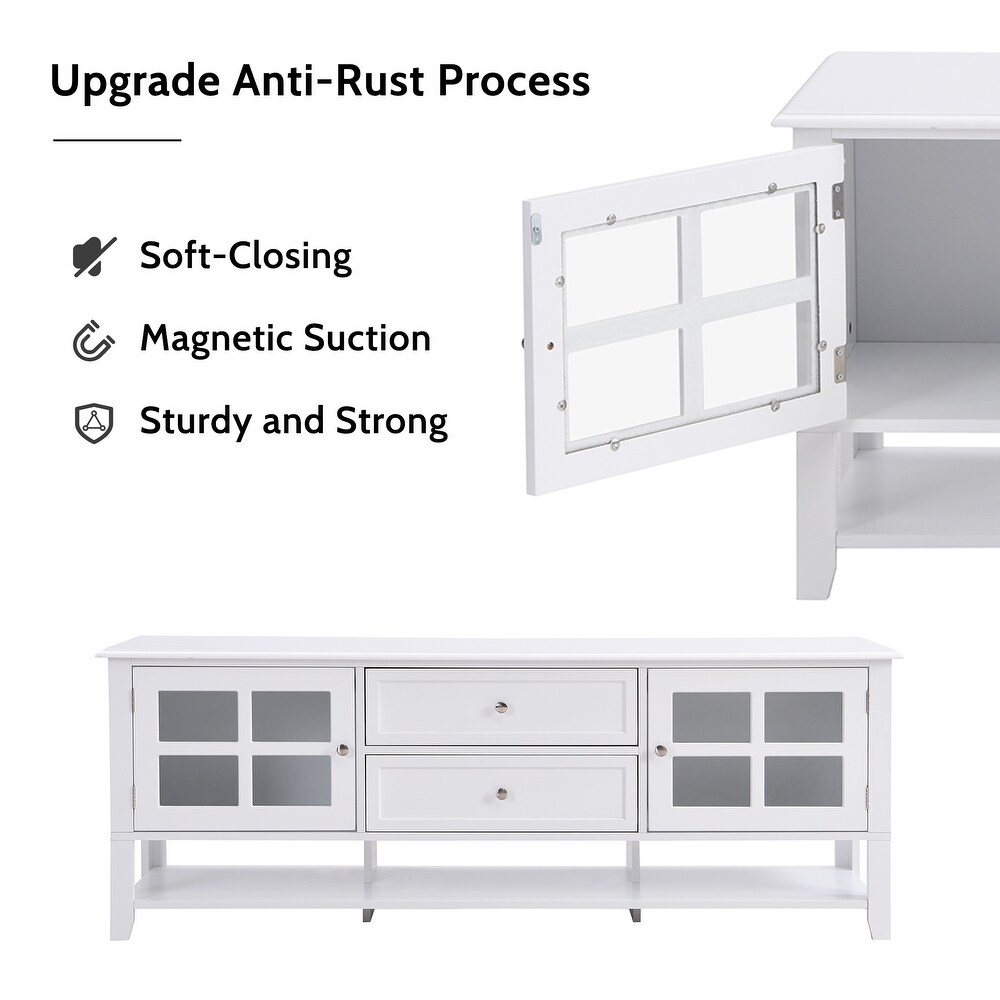 Multifunctional Storage TV Stand for Livingroom  Slight Design Entertainment Center with 2 Drawers and 2 Tier Shelves