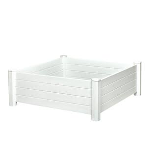 Vigoro 4 ft. x 4 ft. x 15 in. White Vinyl Raised Garden Bed 26001V