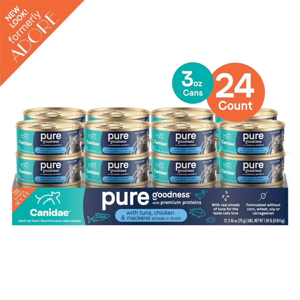 CANIDAE Adore Grain-Free Tuna， Chicken and Mackerel in Broth Canned Cat Food