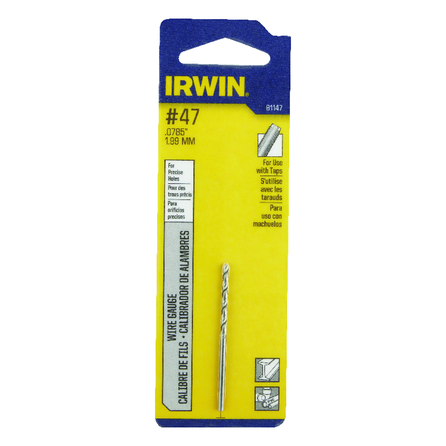 Irwin #47 X 2 in. L High Speed Steel Jobber Length Wire Gauge Bit 1 pk