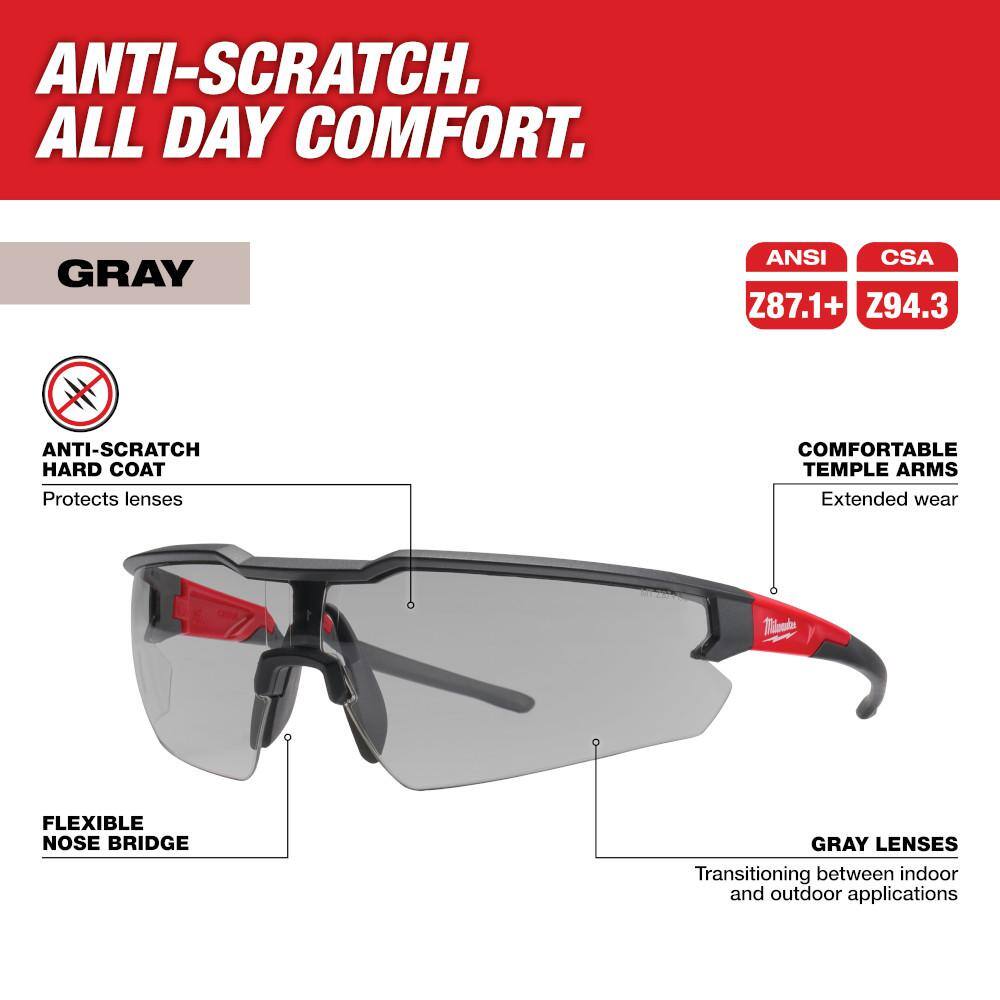 MW Gray Safety Glasses Anti-Scratch Lenses 48-73-2105