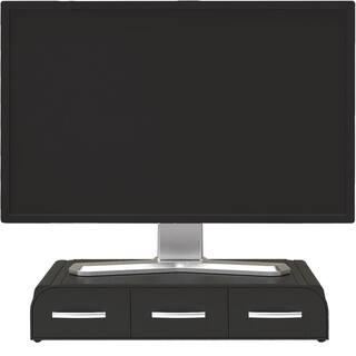 Mind Reader Monitor Stand for Laptop and Desktop with 3-Storage Drawers Black (2-Pack) 2MONSTA3D-BLK