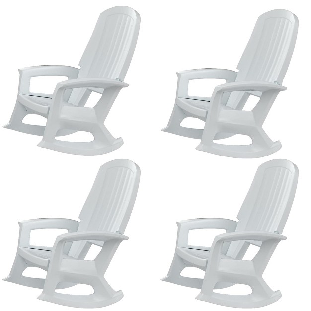 Semco Rockaway Heavy duty Outdoor Rocking Chair W low Maintenance All weather Porch Rocker amp Easy Assembly For Deck And Patio White 4 Pack