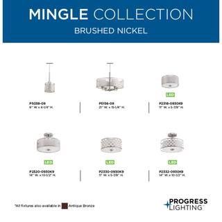 Progress Lighting 11 in. Mingle 17-Watt Brushed Nickel Integrated LED Flush Mount P2318-0930K9