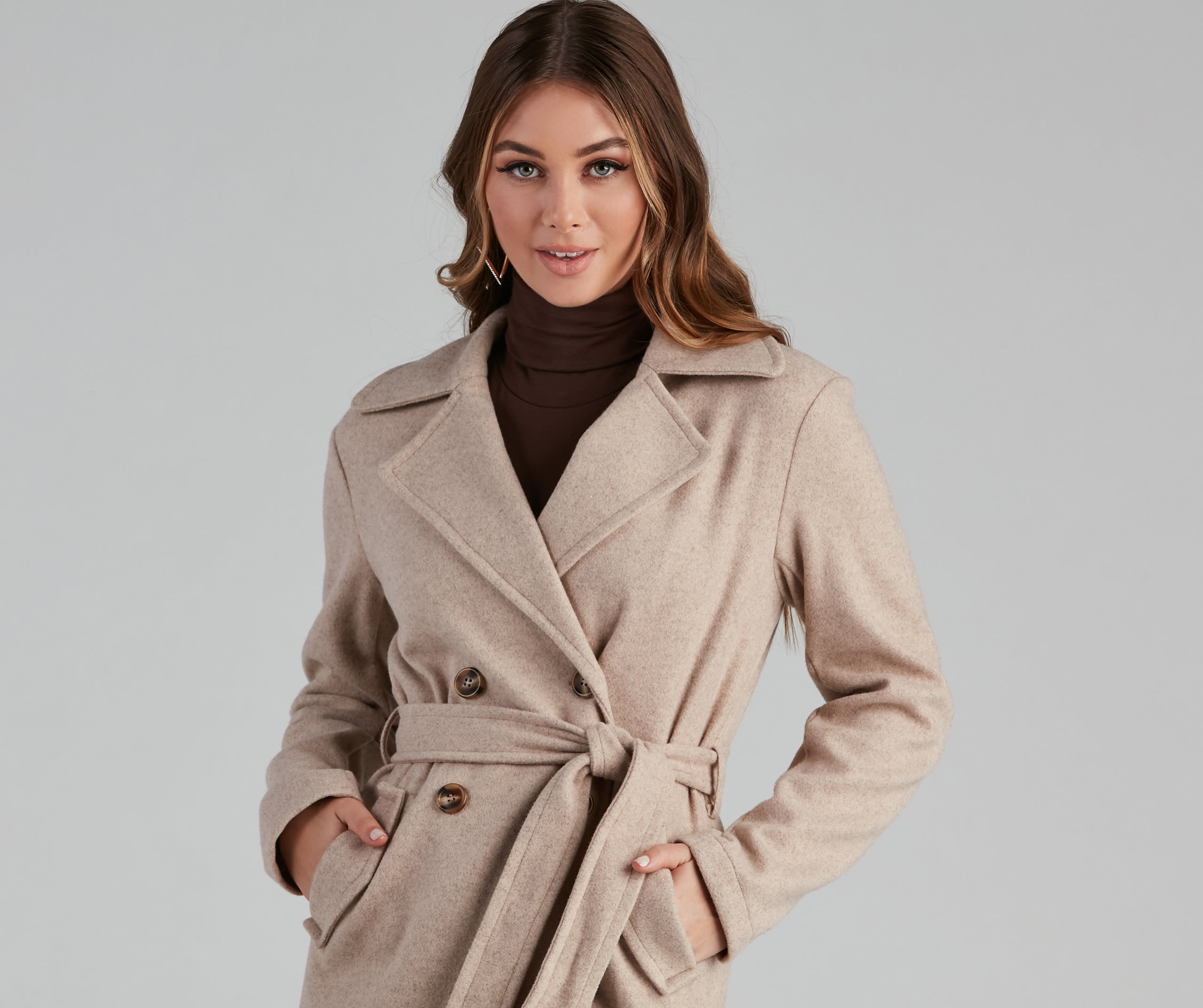 Elevated Chic Belted Faux Wool Coat