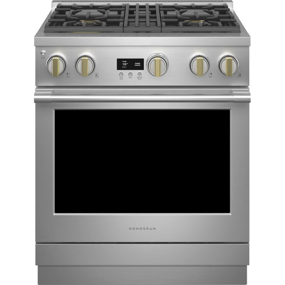 Monogram 30-inch Freestanding Dual-Fuel Range with True European Convection ZDP304NTSS