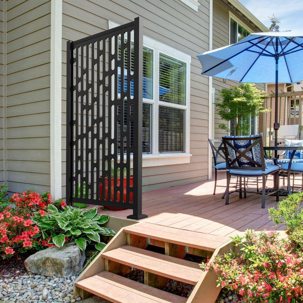 Barrette Outdoor Living 3 ft. x 6 ft. Matte Black Aluminum Decorative Screen Panel Frame Kit 73050437