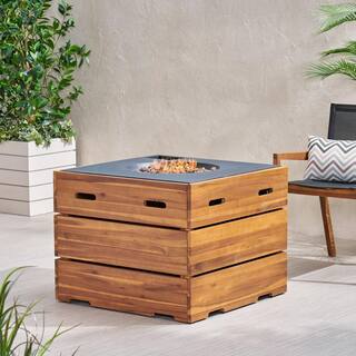 Noble House Barnsley Teak Square Wood Fire Pit Table 104608