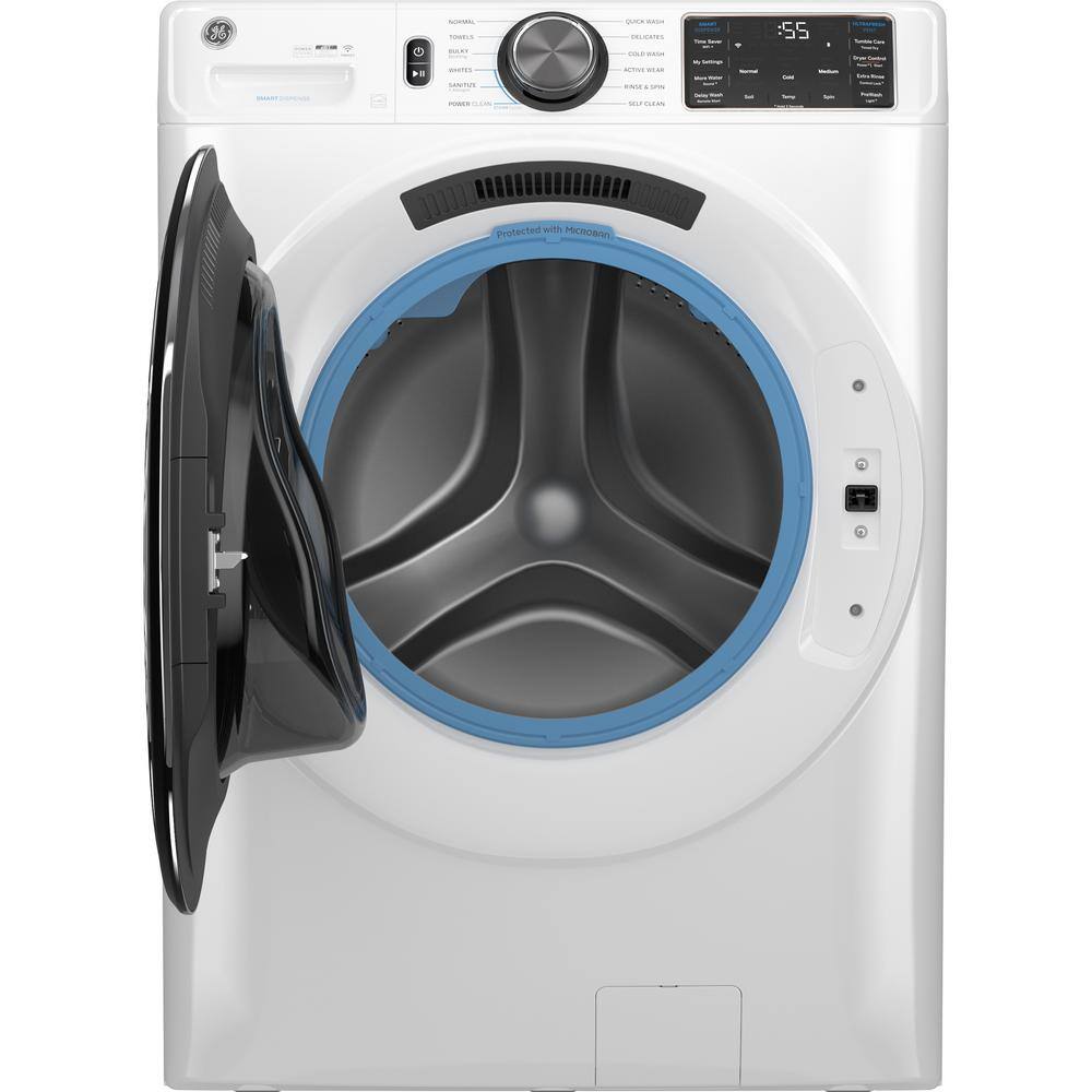 GE 5.0 cu.ft. Smart Front Load Washer in White with Steam UltraFresh Vent System and Microban Technology GFW655SSVWW