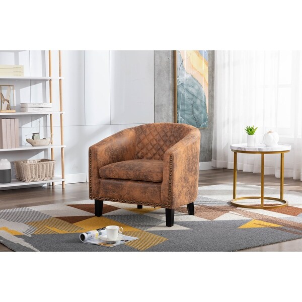 Barrel Accent Chair with Arms Microfiber Club Chairs Bucket Chair Upholstered Tub Chair for Living Room Bedroom