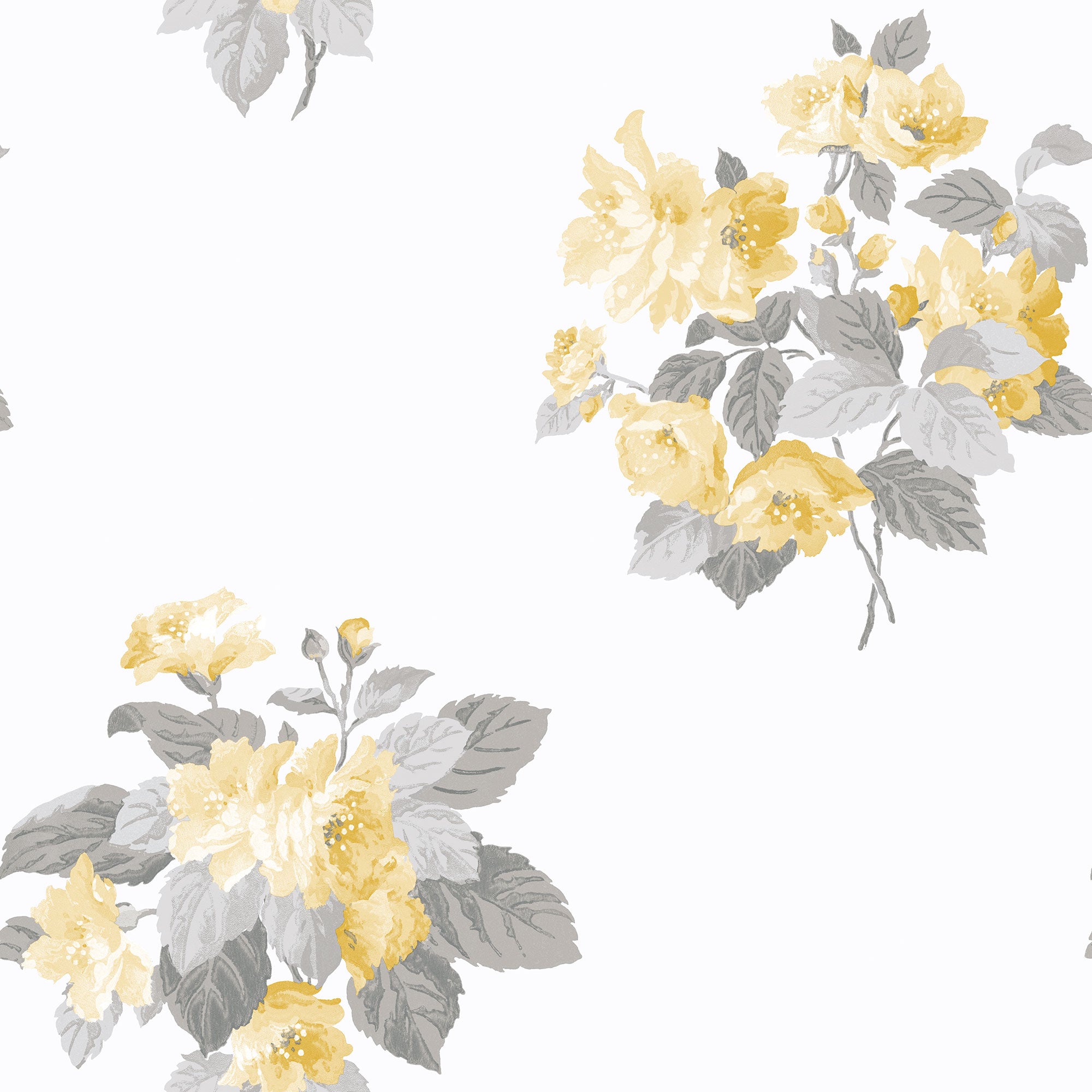 Classic Bouquet Yellow Wallpaper from the Secret Garden Collection