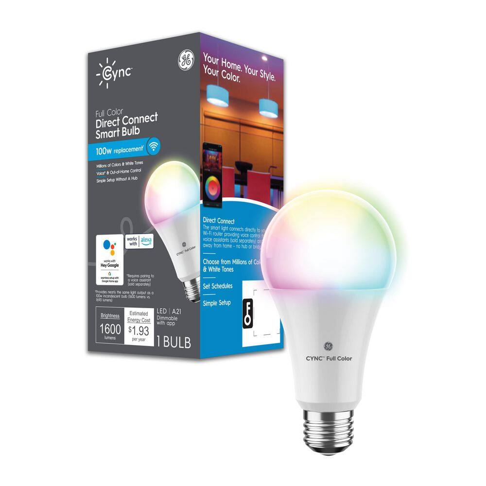 Cync 100-Watt EQ A19 Full Color Dimmable Smart LED Light Bulb 93130401