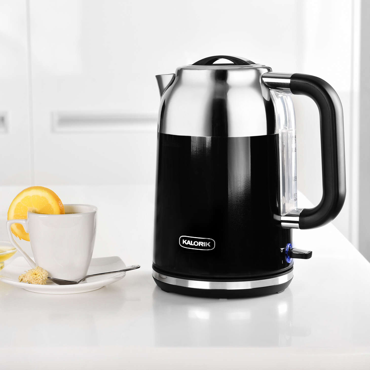 Kalorik Retro Black Stainless Steel 1.7 L Electric Tea Kettle