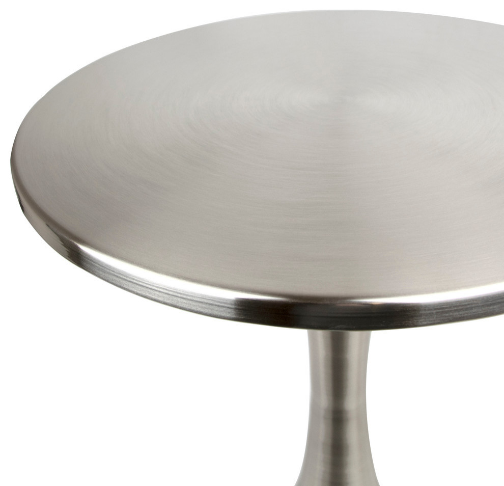 24 quotH Round Metal Brushed Nickel Side Accent Table   Contemporary   Side Tables And End Tables   by Grandview Gallery  Houzz