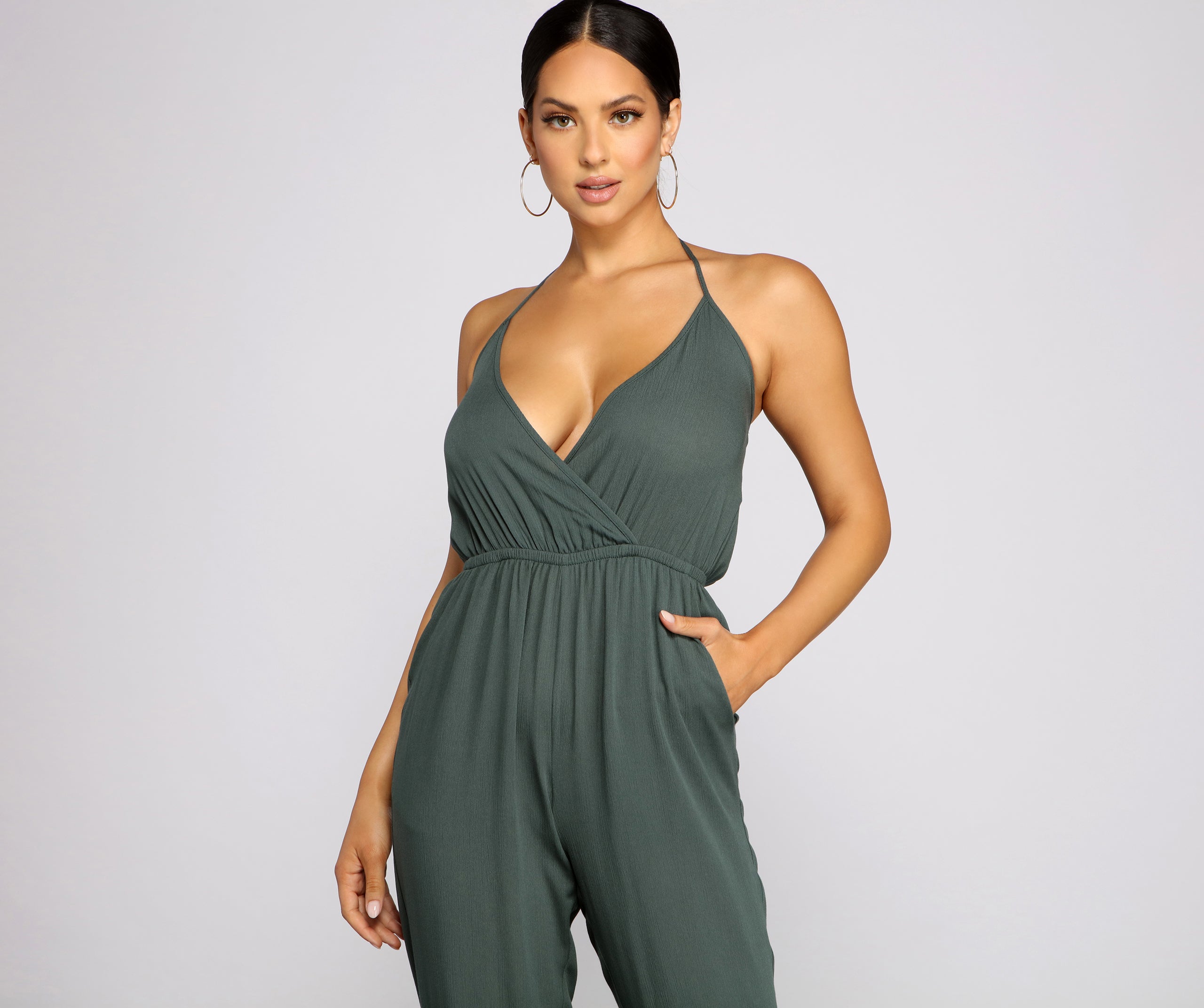 Essential Chic Surplice Gauze Jumpsuit