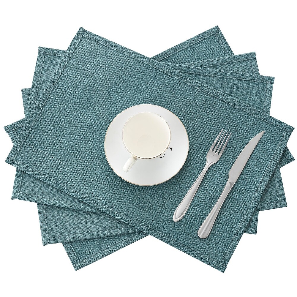 Linen Placemats Set of 4  Heat Resistant Dining Table Place Mats   Machine Washable