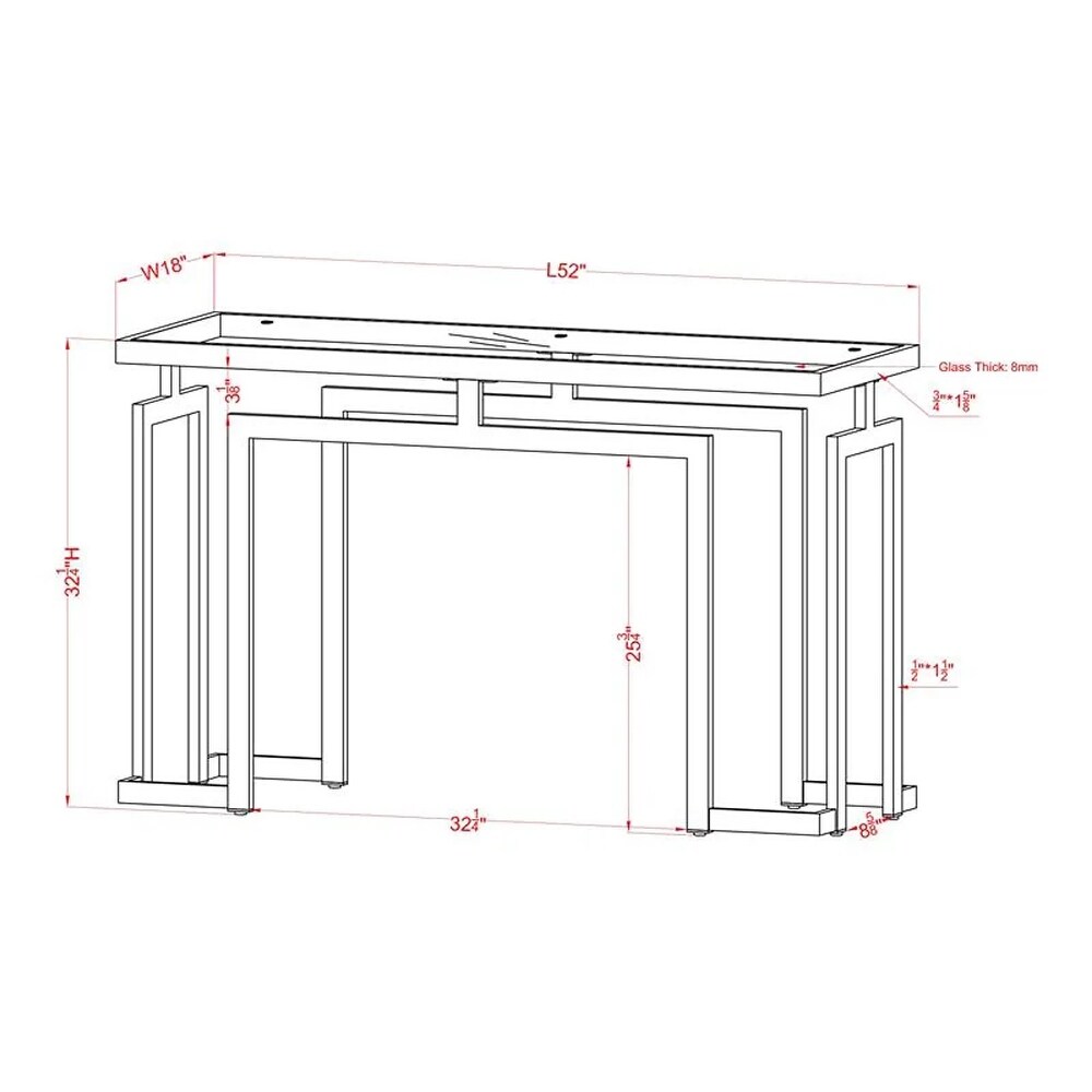 Pelmont Contemporary 52 inch Glass Top Sofa Table by Furniture of America