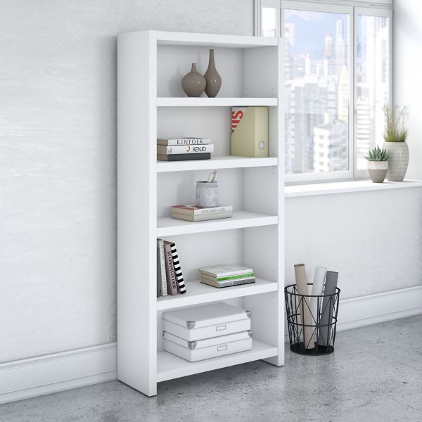 Office by kathy ireland Echo 5 Shelf Bookcase in Pure White