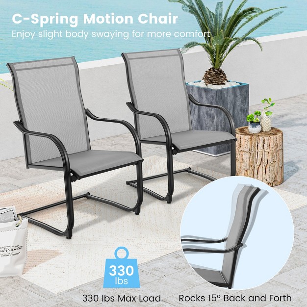 Costway 2pcs C spring Motion Patio Dining Chairs All Weather Heavy Duty Outdoor Black grey