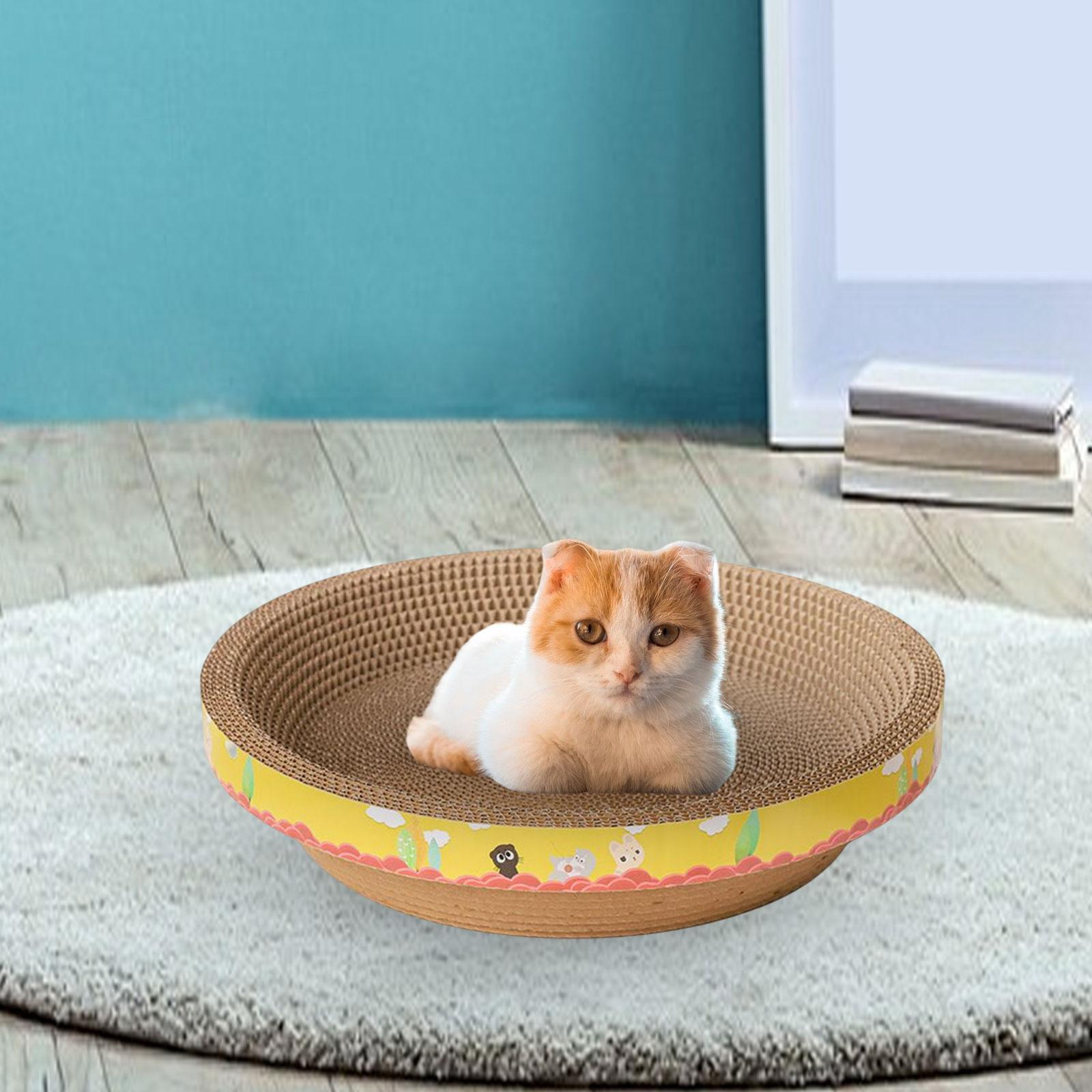 2Pcs Cat Scratcher Cardboard Scratching Bed Wear Resistant Nest Sofa Corrugated Scratch Pad for Small Medium Large Cats， Playing， Kitty Kitten 32cmx9cm 50cmx12cm Yellow