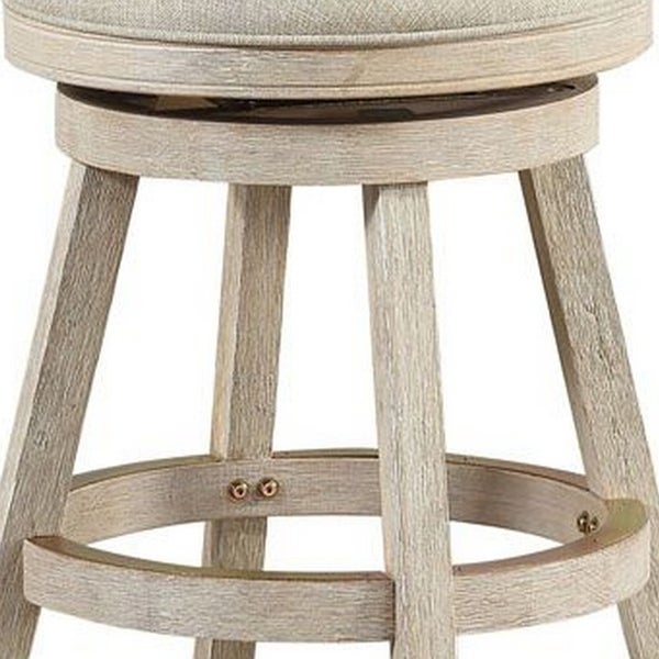 Wooden Swivel Counter Stool with Round Fabric Seat， Gray