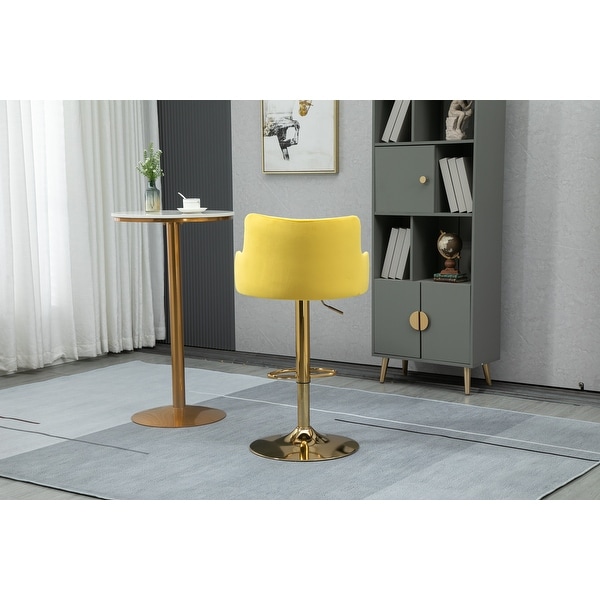 Modern Swivel Barstools with Footrest Velvet Adjustable Height Bar Chairs