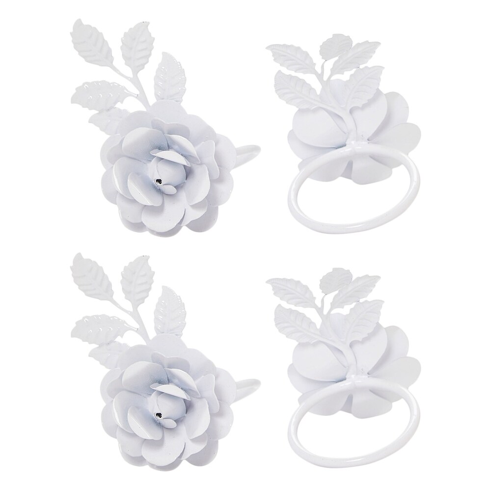 VIBHSA Napkin Rings Set of 12 (White Rose)