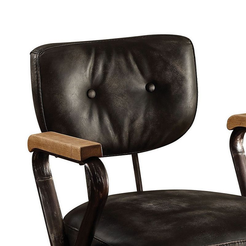 Metal and Leather Executive Office Chair， Black