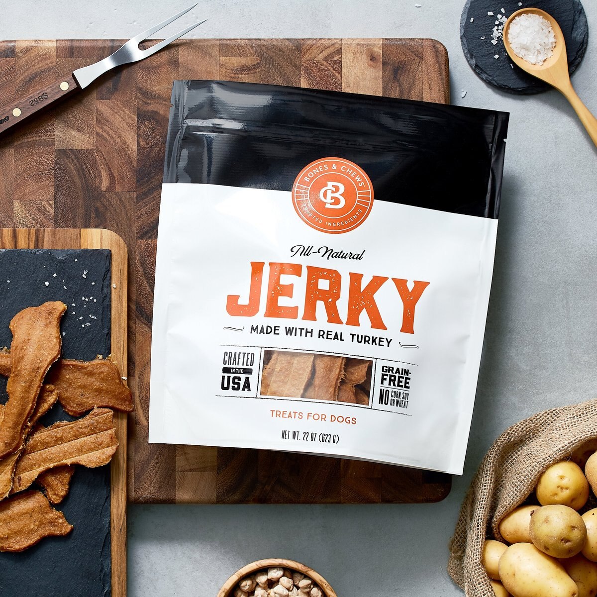 Bones and Chews All Natural Grain-Free Jerky Made With Real Turkey Dog Treats