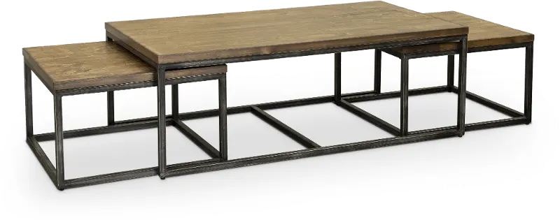 Chandler Industrial Brown Table， Set of 3