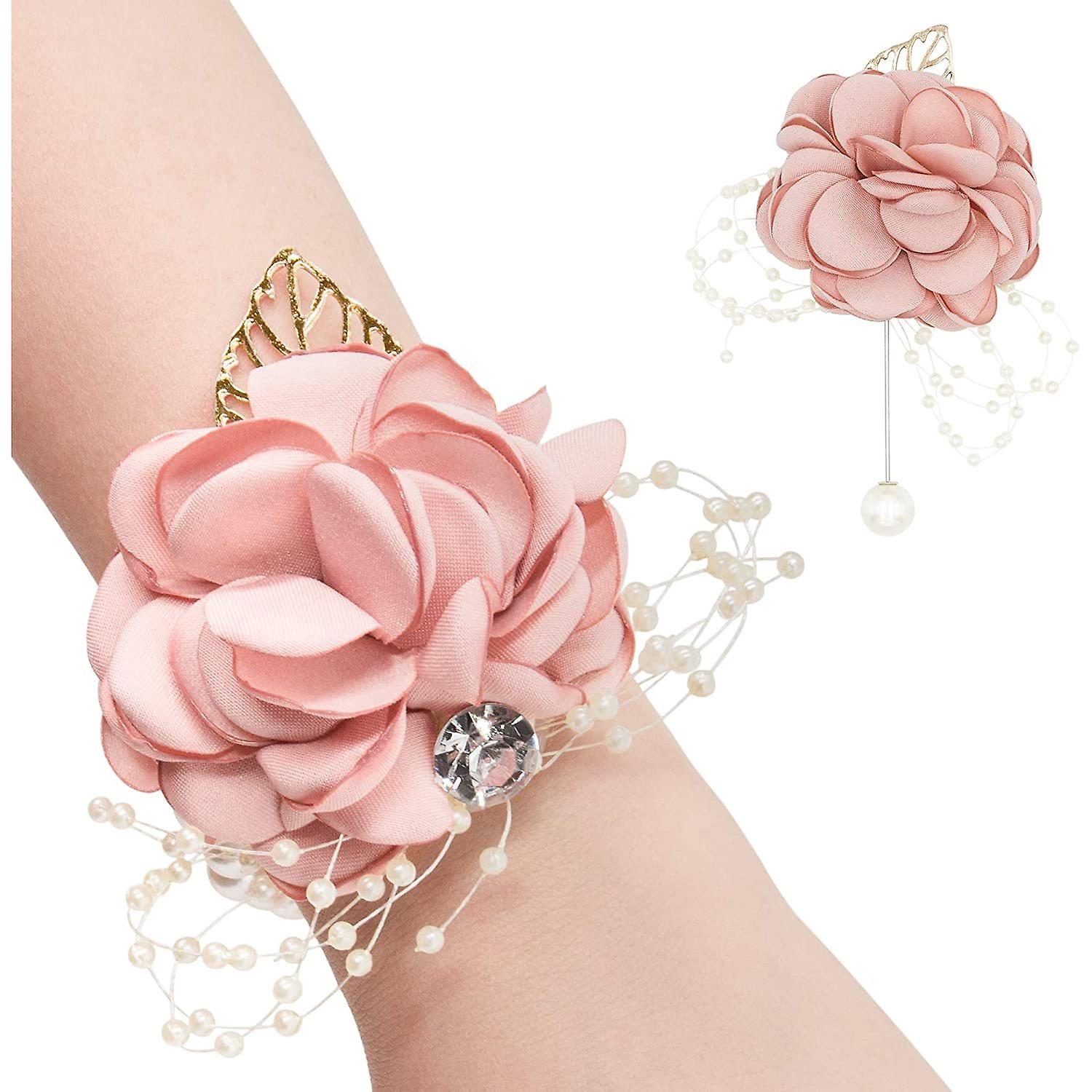 Milisente Bridal Wrist Corsages For Wedding Floral Corsages And Boutonniere Pins Set Party Prom Rose Women Girls Bracelets