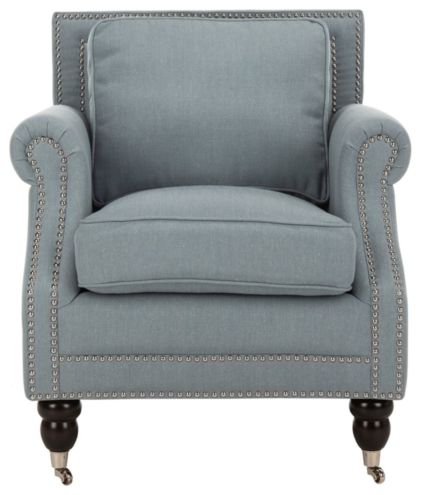 Ray Club Chair With Silver Nail Heads Seaside Blue   Traditional   Armchairs And Accent Chairs   by Peachtree Fine Furniture  Houzz