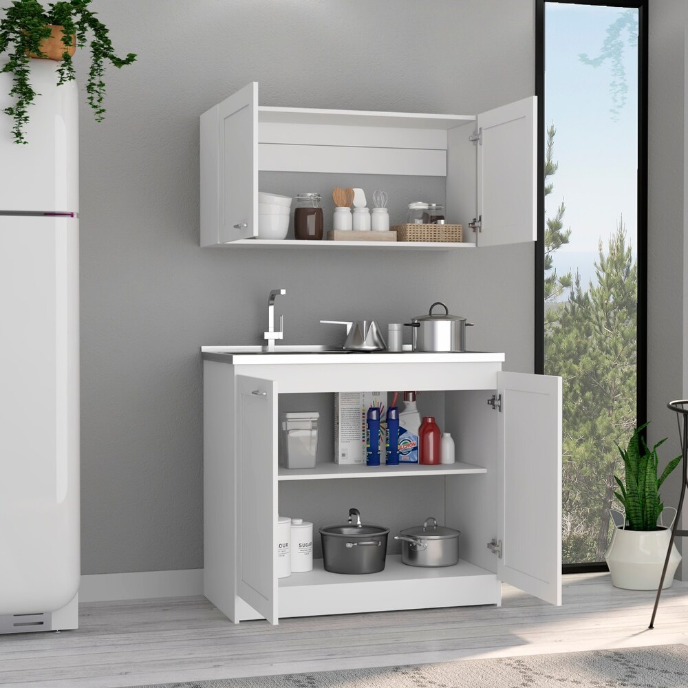 TUHOME Zurich Cabinet Set with 2 Inner Shelves   N/A