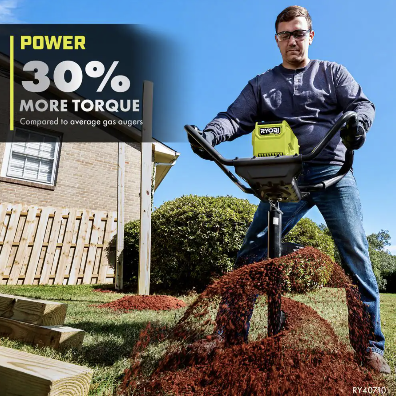 Ryobi 40V HP Brushless Cordless Earth Auger with 8 in. Bit， Tool Only (RY40701BTLVNM)