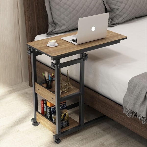 Mobile Snack Side Table， Height Adjustable C Shaped Bedside Table