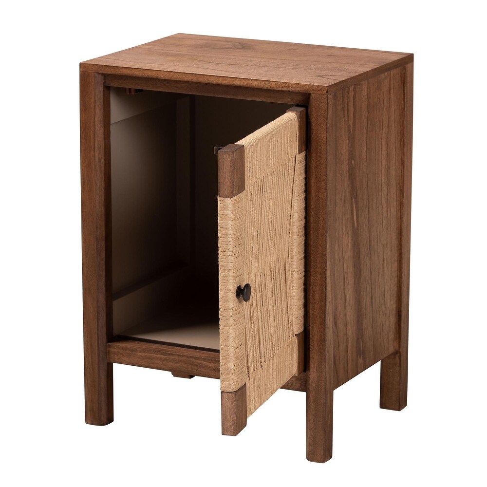 bali   pari Holitz Modern Bohemian Walnut Brown Finished Bayur Wood Nightstand