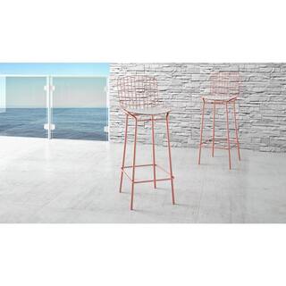 Manhattan Comfort Madeline 41.73 in. Rose Pink Gold and White Bar Stool (Set of 2) 2-198AMC6