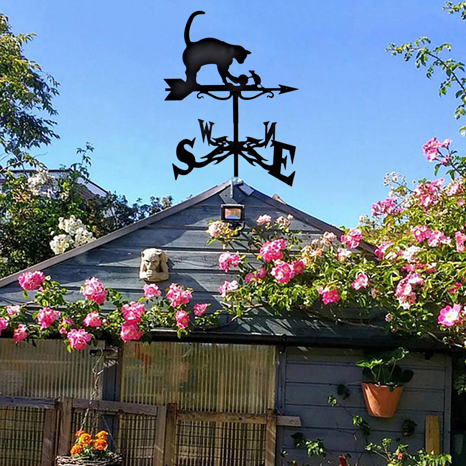 Metal Weathervane Roof Mount Classic Black Weather Vane Ornament for Garage Cupola and Rat