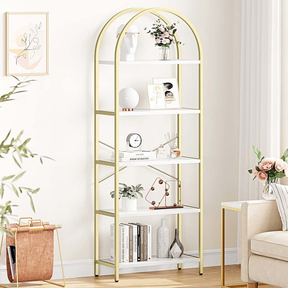 5 Tier Bookcase Arched Display Racks Tall Standing Storage Rack   23.62\