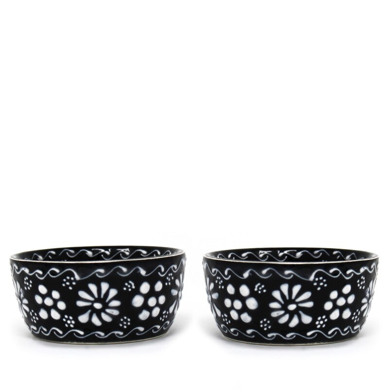 Handmade Mexican Pottery Black Appetizer and Dip Bowls (Set of 2)   3\