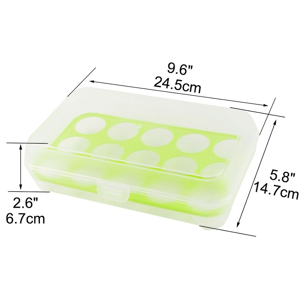 Plastic Rectangle Shaped 15 Slots Eggs Holder Storage Container Box Green Clear   Clear  Green