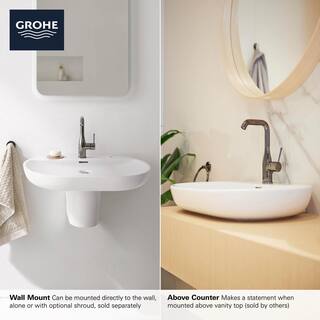 GROHE Essence Wall Mounted Fireclay 3-Hole Bathroom Sink in Alpine White 39668000