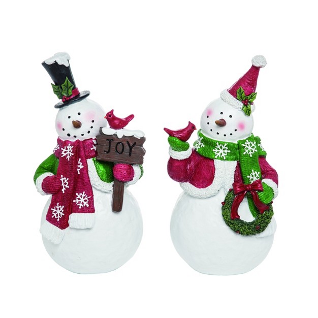 Transpac Resin 12 In Multicolored Christmas Standing Snowman Set Of 2