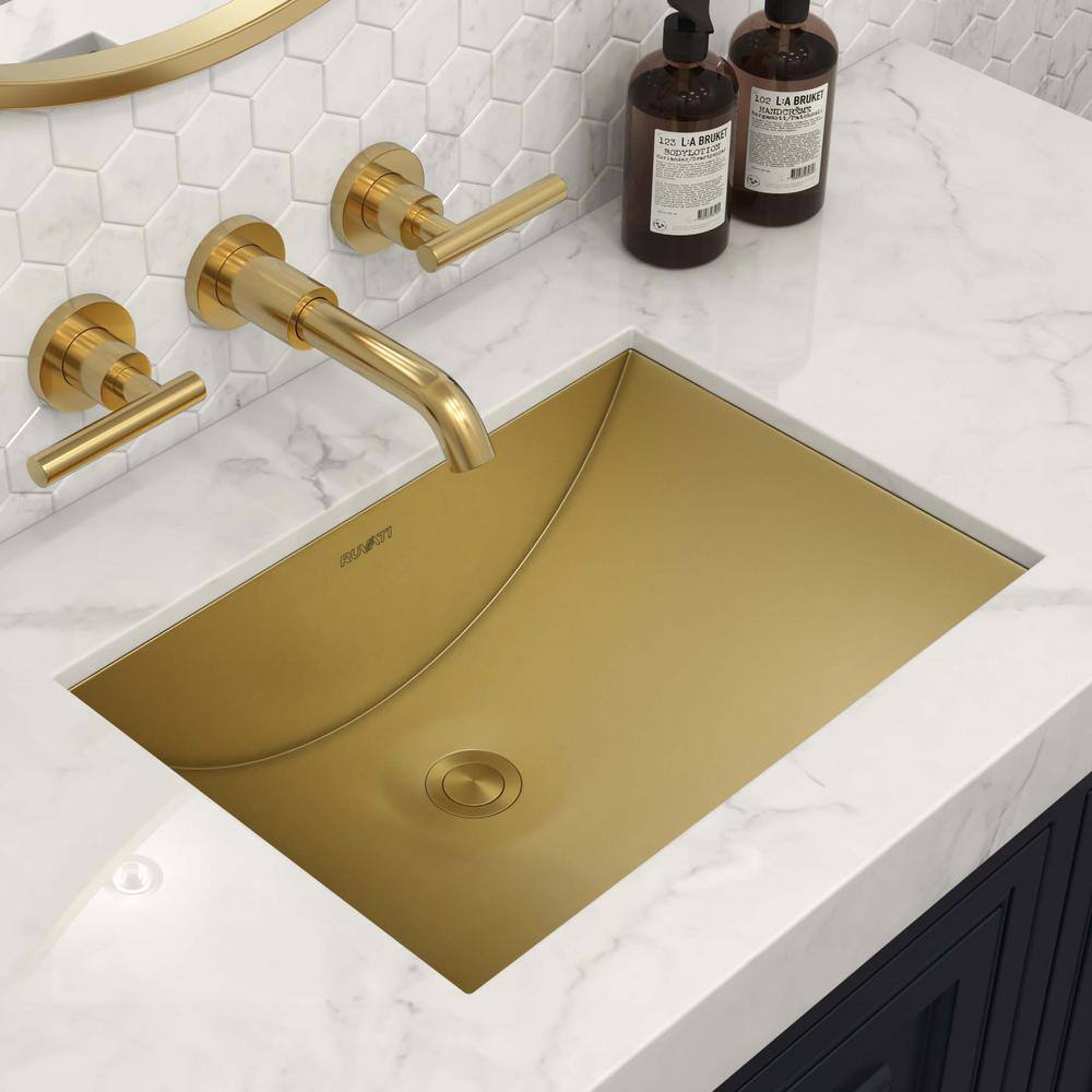 Ruvati Ariaso 16 in. x 11 in. Bathroom Sink Undermount Gold Polished Brass Stainless Steel RVH6107GG