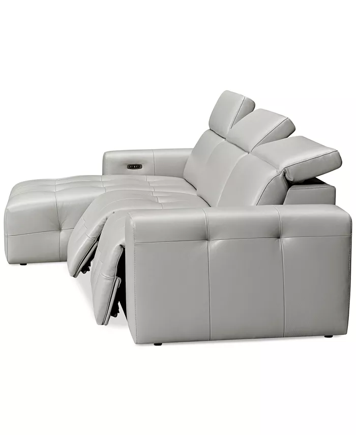 Furniture CLOSEOUT! Haigan 3-Pc. Leather Chaise Sectional Sofa with 2 Power Recliners