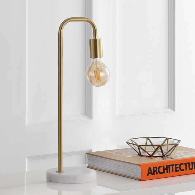 Metal marble Minimalist Glam Pipe Table Lamp includes Led Light Bulb Brass Jonathan Y