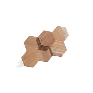 WALL!SUPPLY 0.79 in. 5.91 in. 10.24 in. UltraWood Teak Hexagon Natural Jointless Wall Paneling (25-Pack) 22760131