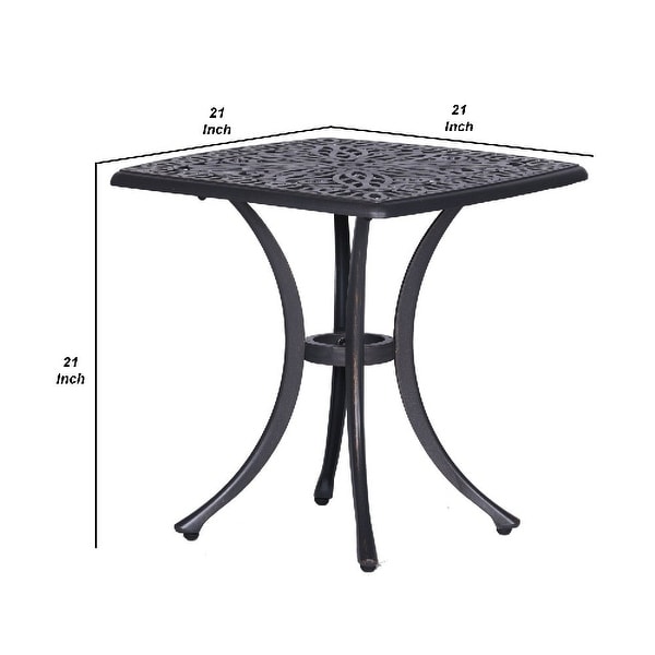 21 Inch Arbor Metal End Table with Curved Legs， Gunmetal Gray - 21.06 L X 21.06 W X 21.06 H