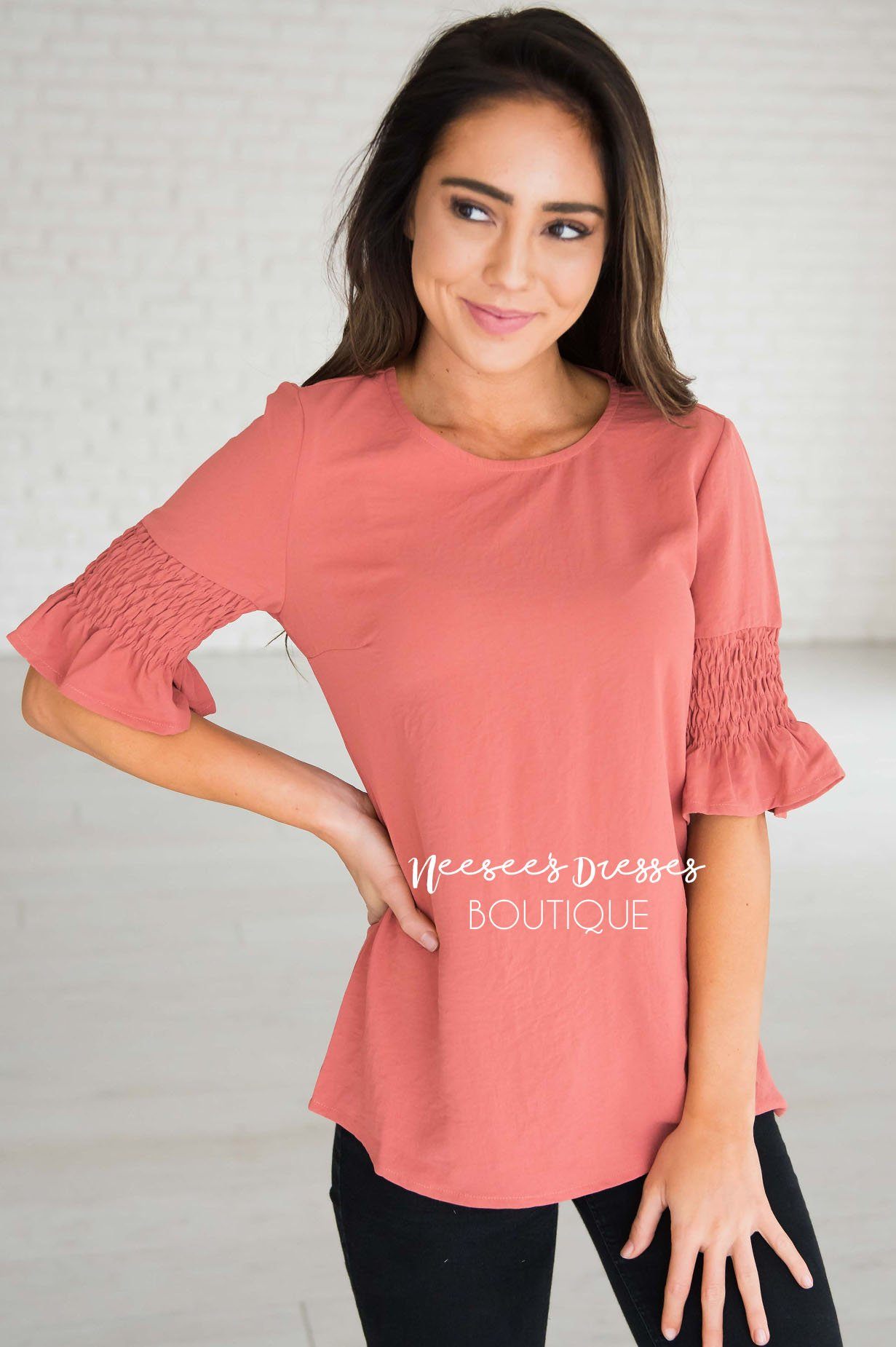 Something New Gathered Sleeve Top