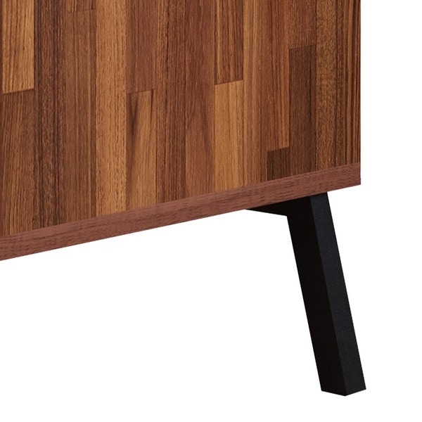 Two Drawers Wooden End Table with Angled Leg Support， Brown and Black - 23 H x 20 W x 18 L Inches